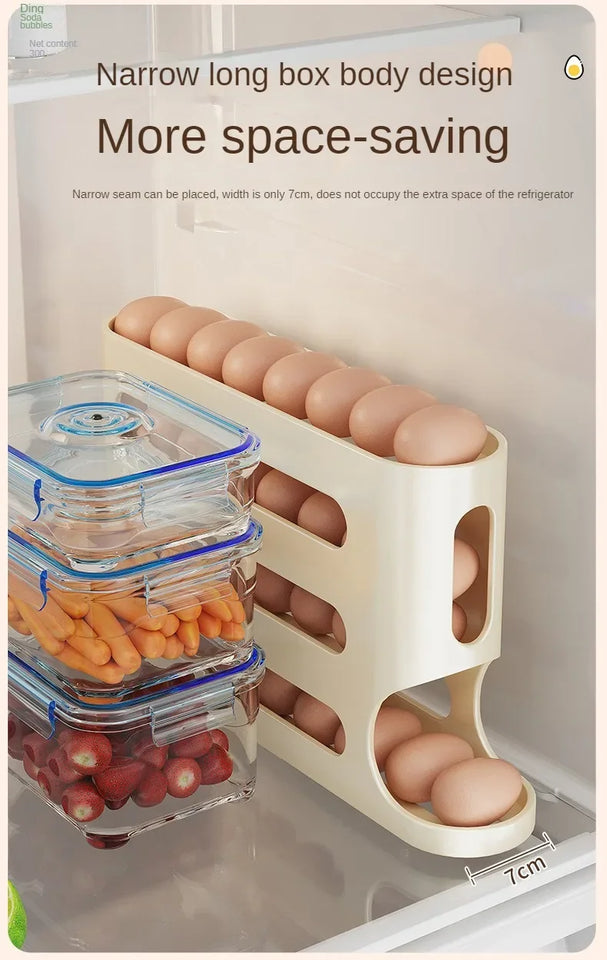 Auto-Roll Egg Storage Organizer